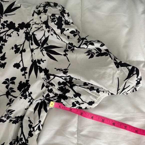 Zara Women's Floral Dress Black and White Cotton Size XL NWT - Picture 5 of 11